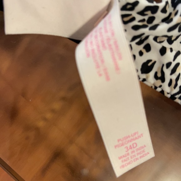 Victoria Secrets black white leopard print push up wire 34D bra - Picture 5 of 6